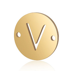 Letter V Conectores de enlaces de acero de titanio, plano y redondo con la letra, dorado, letter.v, 12x0.8 mm, agujero: 0.8 mm