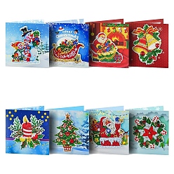 Mixed Shapes DIY Christmas Greeting Card Diamond Painting Kit, Including Envelope, Resin Rhinestones Bag, Diamond Sticky Pen, Tray Plate & Glue Clay, Mixed Shapes, 150x150mm, 8pcs/set