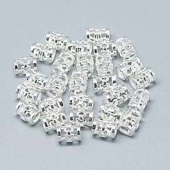 Plata 925 perlas de plata esterlina, con 925 sello, columna, plata, 6.5x5 mm, agujero: 3 mm