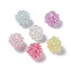 Couleur Mélangete Perles tissées en plastique transparent faites à la main, ronde, couleur mixte, 22mm, Trou: 5mm