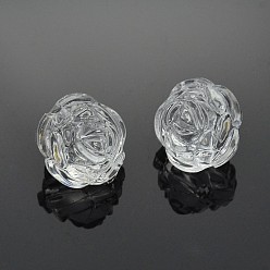 Blanc Perles acryliques transparentes givrées transparentes, fleur rose, la création de bijoux pour la Fête des Mères, 13.4x11.3mm, Trou: 2mm, environ550 pcs / 500 g