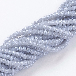 Blue Violet Electroplate Glass Beads Strands, Pearl Luster Plated, Faceted, Rondelle, Blue Violet, 3x2mm, Hole: 0.8~1mm, about 185~190pcs/strand, 15.5~16 inch(39.3~40.6cm)