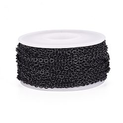 Noir 304 chaînes de câbles en acier inoxydable, non soudée, avec bobine, ovale, électrophorèse noir, 3x2.4x0.6mm, environ 32.8 pieds (10 m)/rouleau