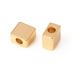 Golden Brass Beads, Long-Lasting Plated, Square, Golden, 5x5x3mm, Hole: 1.5mm