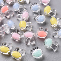 Couleur Mélangete Perles acryliques transparentes, Perle en bourrelet, lapin, couleur mixte, 15.5x12x9.5mm, Trou: 2mm, environ480 pcs / 500 g