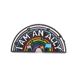 Arch Word I Am An Ally Enamel Pin, Electrophoresis Black Plated Alloy Badge for Backpack Clohtes, Arch Pattern, 15x30x2mm