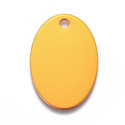 Gold Pet Aluminium Pendants, Stamping Blank Tag, Oval, Gold, 38x25x1mm, Hole: 3.5mm