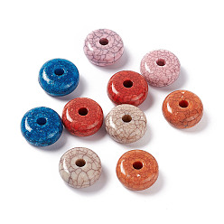 Mixed Color Crackle Opaque Acrylic Beads, Imitation Turquoise, Rondelle, Mixed Color, 24.5x11.5mm, Hole: 6mm, about 100pcs/500g