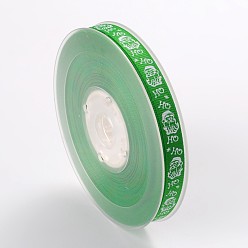 Vert Noël rubans thème de polyester, verte, 3/8 pouce (9 mm), environ 100 yards / rouleau (91.44 m / rouleau)