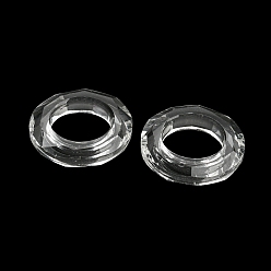Claro Anillos de unión de vidrio electrochapado, anillo cósmico de cristal, anillo prisma, facetados, anillo redondo, Claro, 30x6.5 mm, diámetro interior: 17 mm