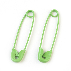 Lawn Green Iron Safety Pins, Lawn Green, 30x7x2mm, Pin: 0.7mm