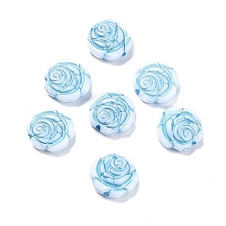 White Opaque Acrylic Beads, Metal Enlaced, Rose, White, 13.5x14x4.5~5mm, Hole: 1.6mm, about 950pcs/500g