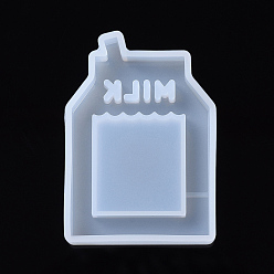 Blanc Moules à shaker, moules en silicone, moules de résine, pour la résine UV, fabrication de bijoux en résine époxy, forme de boîte à lait, blanc, 68.5x47.5x9.5mm, diamètre intérieur: 63.5x44.5 mm