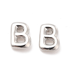 Letter B Boucles d'oreilles en laiton évidées avec lettre initiale pour femmes, platine, sans plomb et sans cadmium, letter.b, 7x5x1.5mm, pin: 0.8 mm
