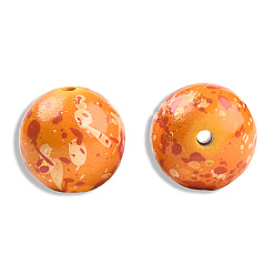 Orange Foncé Pulvériser billes de résine peints, ronde, orange foncé, 20x19mm, Trou: 2~2.4mm