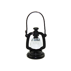 Noir Lampe à huile miniature en alliage, pour accessoires de jardin de maison de poupée, faire semblant de décorations d'accessoires, noir, 23x40~55mm