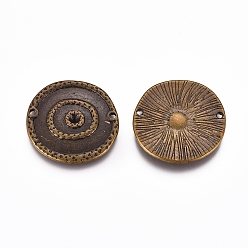 Antique Bronze Tibetan Style Links/Connectors, Lead Free and Cadmium Free, Flat Round, Antique Bronze, 22x2mm, Hole: 1.5mm