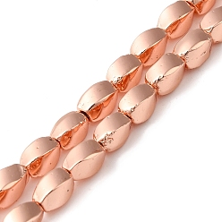 Rose Gold Plated Electroplated Synthetic Non-magnetic Hematite Beads Strands, Twist Rectangle, Rose Gold Plated, 7x4.5x4.5mm, Hole: 1.2mm, about 55pcs/strand, 16.14''(41cm)