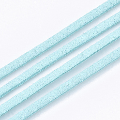Turquoise Pálido Cordón del ante de imitación, encaje de imitación de gamuza, turquesa pálido, 2.5~2.8x1.5 mm, aproximadamente 1.09 yardas (1 m) / hebra