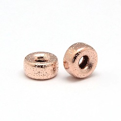 Véritable Rose Remplie D'or Entretoises de perles texturées remplies d'or rose, 1/20 rempli d'or rose, sans cadmium et sans nickel et sans plomb, rondelle, 5x2mm, Trou: 1mm
