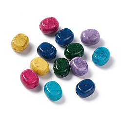 Mixed Color Crackle Opaque Acrylic Beads, Imitation Turquoise, Oval, Mixed Color, 17x14.5x10.5mm, Hole: 3mm, about 237pcs/500g