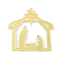 Others Christmas Theme Acrylic Pendants, Nativity, Camping Themed Pattern, 48.5x50x2.5mm, Hole: 1.6mm