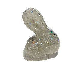 Хрусталь Фигурка кролика из смолы, украшение для дома, с натуральными кристаллами кварца внутри витринных украшений, 40x60x70 мм