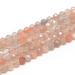 Sunstone Natural Sunstone Beads Strands, Faceted, Round, 2x2mm, Hole: 0.5mm, about 188pcs/strand, 15.9 inch(40.5cm)