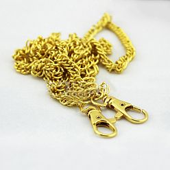 Oro Correas de cadena de bolso de hierro, con broches de aleación, para reemplazo de bolso o bandolera, dorado, 120x0.7x0.13 cm