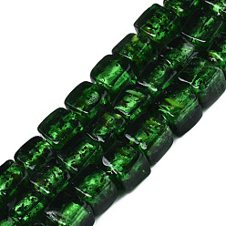 Vert Perles lampwork de feuille d'argent manuelles, cube, verte, 10~12x10~12x10~12mm, Trou: 1.5mm, Environ 40 pcs/chapelet, 16.54'' (42 cm)