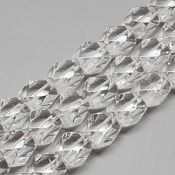 Quartz Crystal Natural Quartz Crystal Beads Strands, Faceted Cuboid, 14~15x9~10x9~10mm, Hole: 2mm, about 28pcs/strand, 15.7 inch