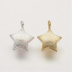 Mixed Color 925 Sterling Silver Charms, Star, Mixed Color, 10x7x2mm, Hole: 1mm