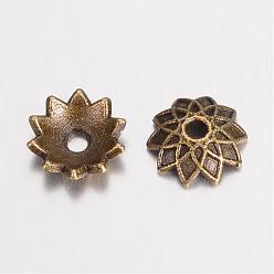 Bronze Antique Alliage perles caps supports d'émail, multi-pétale, bronze antique, 7.5x2mm, Trou: 1.5mm
