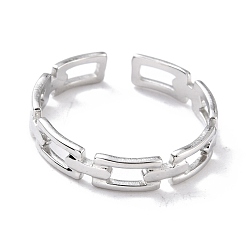 Stainless Steel Color 304 Stainless Steel Finger Rings, Cuff Rings, Long-Lasting Plated, Cable Chain Shape, Stainless Steel Color, US Size 7 3/4(17.9mm), 4mm