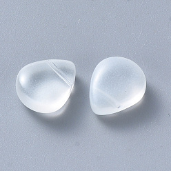 Clear Baking Painted Glass Beads, Top Drilled Beads, Imitation Jade, Teardrop, Clear, 12.5x10.5x5.5mm, Hole: 0.9mm