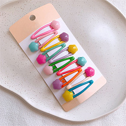 Flower Plastic Snap Hair Clips, Macaron Color Hair Accessories for Girls, Flower Pattern, 50mm, 10pcs/set