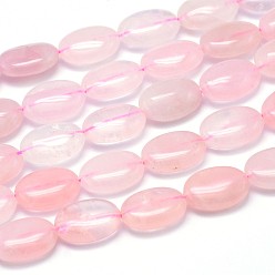 Розовый Кварц Естественно розового кварца плоские овальные пряди из бисера, 14x10x6 мм, отверстие : 1 мм, около 29 шт / нитка, 15.7 дюйм