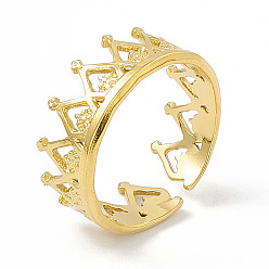 Chapado en Oro Real 18K Chapado de iones (ip) 304 anillos de puño abierto de corona de acero inoxidable para mujer, real 18 k chapado en oro, diámetro interior: 17 mm