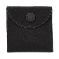 Gray Velvet Jewelry Bags, Jewelry Storage Pouches with Snap Button, Square, Gray, 7x7x1cm