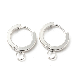 Silver 201 Stainless Steel Huggie Hoop Earrings Findings, with Vertical Loop, with 316 Surgical Stainless Steel Earring Pins, Ring, Silver, 13x2mm, Hole: 2.7mm, Pin: 1mm