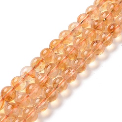 Citrine Natural Citrine Beads Strands, Grade A, Round, 8mm, Hole: 0.9mm, about 49pcs/strand, 15.16''(38.5cm)