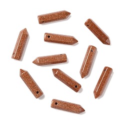 Goldstone Synthetic Goldstone Pointed Pendants, Faceted, Bullet, 30~33x8~9mm, Hole: 1.4~1.6mm
