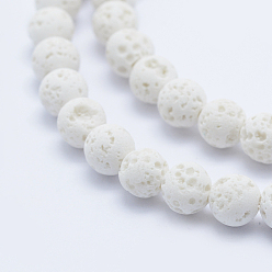 Lave Brins de perles de pierre de lave naturelle, ronde, 8mm, Trou: 1mm, Environ 50 pcs/chapelet, 15.75 pouce (40 cm)