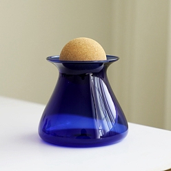 Bleu Petit récipient de conservation en verre coloré avec couvercle en liège boule, pot hermétique de boîte d'organisateur décoratif pour la nourriture, grain de café, thé, support de salle de bain, bleu, 9x10 cm, capacité: 400 ml (13.53 fl. oz)