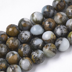 Pierre Mélangete Brins de perles de pierre shoushan tianhuang et de perles de jaspe aqua terra synthétiques assemblés, ronde, 8mm, Trou: 1mm, Environ 50 pcs/chapelet, 15.75 pouce (40 cm)