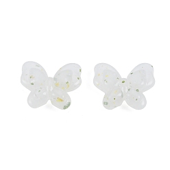 White Marbled Stone Style Opaque Acrylic Beads, Butterfly, White, 17.5x21x6mm, Hole: 1.8mm