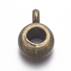 Bronze Antique Bélières en tube de style tibétain, cautions en boucle, Perles renflouer , sans cadmium et sans plomb, bronze antique, 9x6x4mm, Trou: 1.5mm, diamètre intérieur: 3 mm