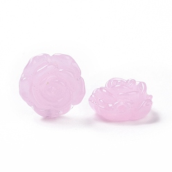 Pink Handmade Lampwork Flower Beads, Rose, Pink, 18x18x9.5mm, Hole: 1~1.6mm