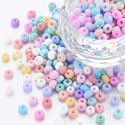 Couleur Mélangete 6/0 perles de rocaille de verre, couleur macaron, trou rond, ronde, couleur mixte, 4~4.5x3mm, Trou: 1~1.2mm, environ 4500 pcs / sachet , environ 450 g / sac.