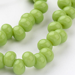 Yellow Green Drop Glass Bead Strands, Yellow Green, 6x4mm, Hole: 1.8mm, about 100pcs/strand, 15.3 inch